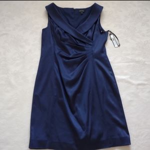 New🎀 Tahari ASL portrait collar surplice wrap bodice v-neck ruched satin